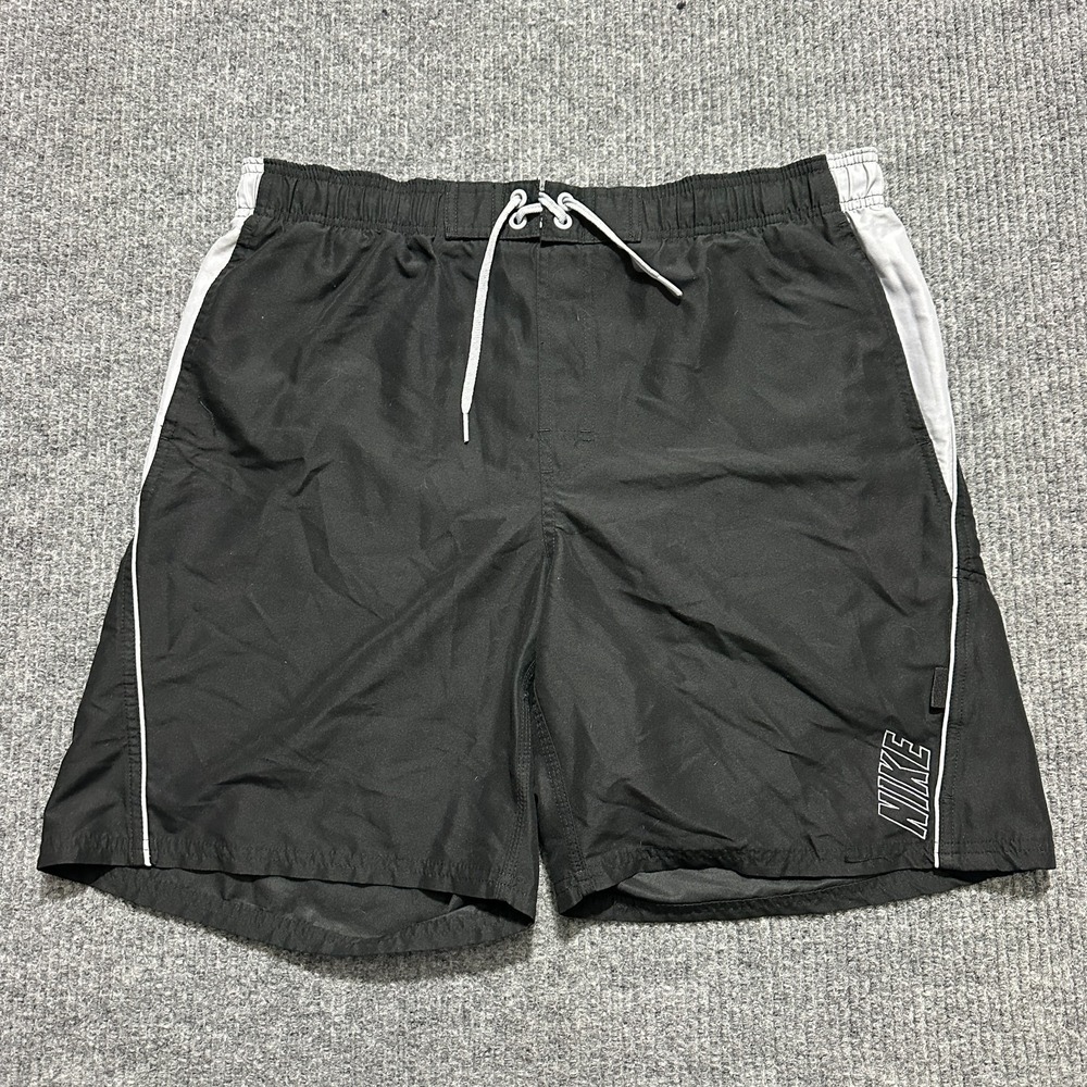 Nike Mens Board Shorts Size Large Black Pull On Elastic Waist‎ Lined Drawstring